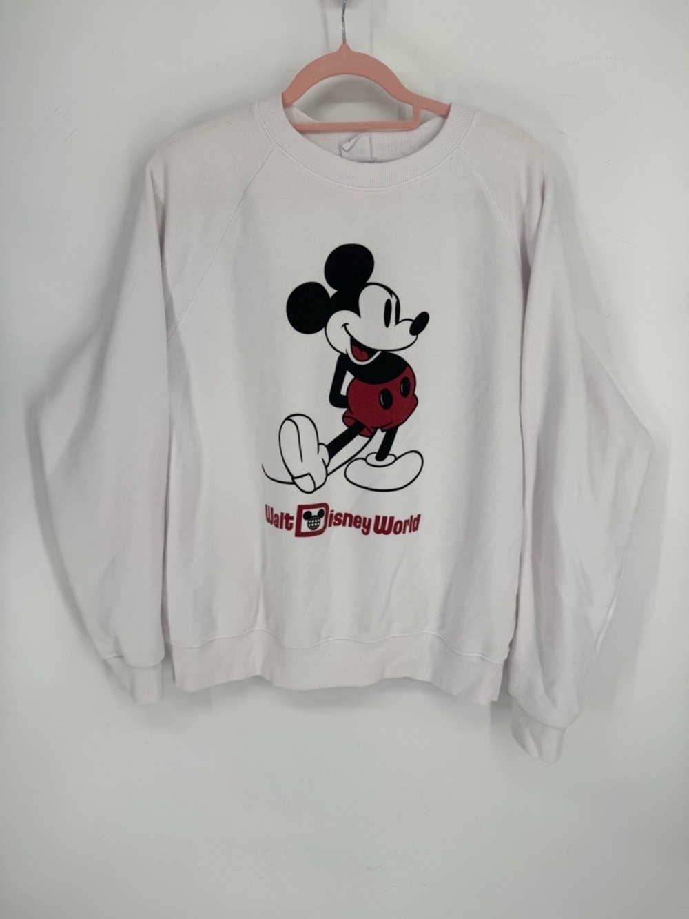 Disney World White Mickey Mouse Graphic Logo Crewneck Sweatshirt Size Large